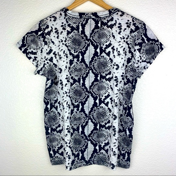 Rag & Bone White Python Snake Print Cotton T-Shirt - Picture 10 of 14